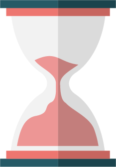 hourglass with sand flowing to the bottom